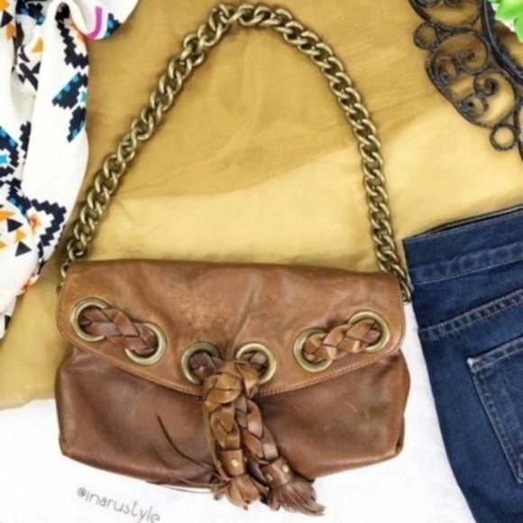 Kooba Handbags - KOOBA Tan Leather Shoulder Baguette